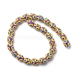 ガラスエナメルビーズ  手描きのビーズ  オーバル  パープル  15~16.5x12~13mm  穴：1.5mm&nbsp;GLAA-C038-01E