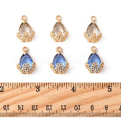 20 個のラインストーンペンダント  ライトゴールド合金のセッティングで  花と涙  クリスタル  20x12.5x6mm  穴：1.8mm&nbsp;FIND-FS0004-75B