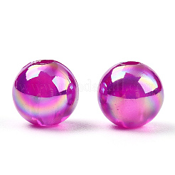 透明なアクリルビーズ  ab色メッキ  ラウンド  赤ミディアム紫  10mm  穴：1.8mm  約950個/500g&nbsp;MACR-T046-01E-10