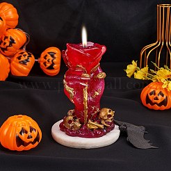 ハロウィーンテーマのDIYキャンドルシリコン像型  肖像彫刻樹脂鋳造鋳型  UVレジン用  エポキシ樹脂ジュエリー作り  バラと頭蓋骨の手  ホワイト  138x94x85mm  内径：83x74mm&nbsp;DIY-SZ0007-19