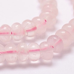 天然石ローズクォーツビーズ連売り  ロンデル  8x5mm  穴：1mm  約77個/連  14.9インチ〜15.1インチ&nbsp;X-G-D840-08