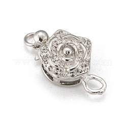 プラチナメッキ真鍮ボックスクラスプ  花  10 mm幅  長さ15mm  穴：1~2mm&nbsp;X-KK64