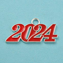合金エナメルチャーム  鉛フリー及びカドミウムフリー  2024のチャーム  銀  レッド  18.5x36.5x1.5mm  穴：4mm&nbsp;PALLOY-ZX001-12S-01