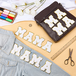12個 2スタイル ポリエステル刺繍糸 アイロン接着/縫い付けパッチ  布のアップリケ  文字a/m  ホワイト  79.5~80x78x2mm  6個/スタイル&nbsp;PATC-FG0003-66A