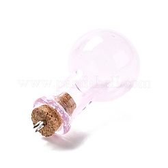 ガラスチャーム  木製のボトルストッパーとプラチナ合金ループ付き  球根形  パールピンク  34x18mm  穴：2mm&nbsp;LS-GLAA-P053-01A-10