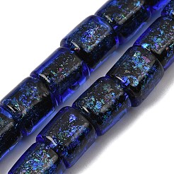 手作りの二色性箔ガラスビーズ連売り  バレル  藤紫色  9x9mm  穴：2mm  約35個/連  12.80''（32.5センチメートル）&nbsp;DICH-U001-09F