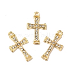 クリスタル ラインストーン ペンダント付き合金  クロスチャーム  ゴールドカラー  26.5x15x2mm  穴：1.8mm&nbsp;ALRI-M019-04G