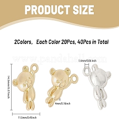 40色ラックメッキ合金チャーム2個  カドミウムフリー＆鉛フリー  クマ  ゴールデン＆シルバー  14.5x11.5x4mm  穴：1.4mm  20個/カラー&nbsp;PALLOY-CA0002-39