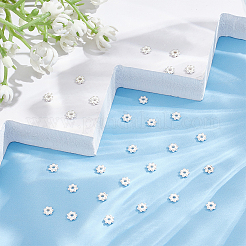 30 個 925 スターリングシルバービーズ  粒状ビーズ  銀色のメッキ  花  銀  4x1mm  穴：1mm&nbsp;STER-GO0001-42