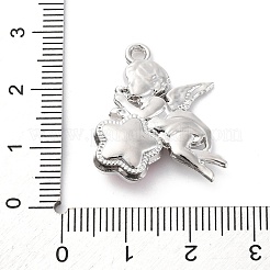 合金ペンダント  ハートを持つ天使  樹脂と  ラックめっき  プラチナ  レッド  27x22x6.5mm  穴：2mm&nbsp;PALLOY-V002-17P-02