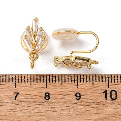 真鍮マイクロパヴェキュービックジルコニアイヤーカフ金具  カン付き  長持ちメッキ  ニッケルフリー  花  18KGP本金メッキ  15x9mm  穴：1.2mm  花：15x7.5mm&nbsp;KK-F898-19C-G