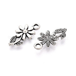 合金のチベット風チャーム  花のチャーム  アンティークシルバー  19x9.5x2mm  穴：1.8mm  約1818個/1000g&nbsp;PALLOY-T093-25AS