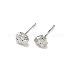 ナゲット真鍮スタッドピアス  プラチナメッキ  5x6.5mm&nbsp;EJEW-F403-01P
