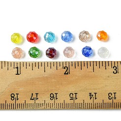 180個12色電気メッキガラスビーズ連売り  ABカラーメッキ  多面カット  ロンデル  ミックスカラー  6x5mm  穴：1mm  15個/カラー&nbsp;EGLA-FS0001-40