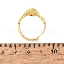 真鍮マイクロパヴェキュービックジルコニア調節可能な女性用指輪  火災  18KGP本金メッキ  17mm  内径：19mm&nbsp;RJEW-M099-03G