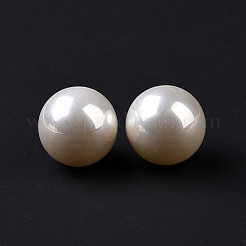 ABSプラスチックビーズ  イミテーションシェル＆パール  片穴  ラウンド  ホワイト  12mm  穴：1.2mm&nbsp;LS-FIND-A013-07B
