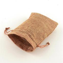ポリエステル模造黄麻布包装袋巾着袋  ペルー  13.5x9.5cm&nbsp;ABAG-R004-14x10cm-03