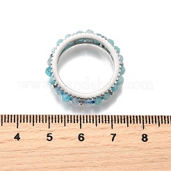 オリジナルデザインのスターリングシルバーの指輪925個  天然アマゾナイトと  プラチナメッキ  5.5mm  内径：18mm&nbsp;RJEW-D321-01A-P