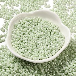 ガラスシードビーズ  ピーナッツ  淡緑色  3.5~4x2~2.5x2~2.3mm  穴：0.8mm  約8000個/ポンド&nbsp;SEED-K009-02A-09