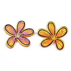 透明なアクリルパーツ  3dプリント  花  パールピンク  33x36x2.5mm  穴：1.6mm&nbsp;X-KY-S158-68