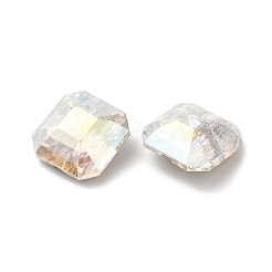 K5ガラスラインストーンボタン  バックメッキ  多面カット  正方形  ミックスカラー  12x12x6mm  穴：1mm&nbsp;RGLA-H109-10