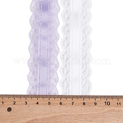4 ヤード 2 色ポリエステル レース トリム  フラワーレースリボン  ホワイト  ライラック  1-1/8インチ（28mm）  2ヤード/カラー&nbsp;OCOR-A008-02A