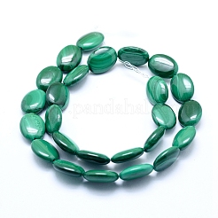 天然石マラカイトビーズ連売り  オーバル  15.5~16x12x5mm  穴：0.8mm  約25個/連  15.75インチ（40cm）&nbsp;G-D0011-11E