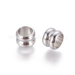 変色しにくい202ステンレススチールビーズ  コラム  ステンレス鋼色  8x6mm  穴：6mm&nbsp;STAS-F205-04P-C