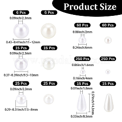 750 個 12 スタイル ABS プラスチック模造パールビーズ  ラウンド＆ティアドロップ  ミックスカラー  4~12mm  穴：1.6~2.3mm&nbsp;KY-BM0001-02