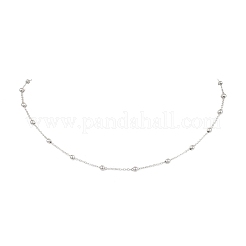 304ステンレススチールボールアズキチェーンネックレス  ステンレス鋼色  17.68インチ（44.9cm）&nbsp;NJEW-JN05166-02