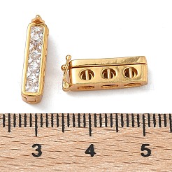 スターリングシルバーのキュービックジルコニアツイスタークラスプ925個  長方形  18KGP本金メッキ  16x4x6.5mm&nbsp;STER-WH0007-28B-G