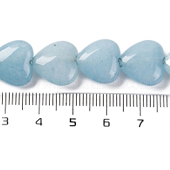 天然石アクアマリンビーズ連売り  ハート  染め  空色  14~14.5x13.5~14x6~6.5mm  穴：1mm  約28個/連  15.16''（38.5センチメートル）&nbsp;G-I372-A09-02