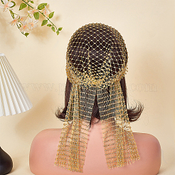 ポリエステル製伸縮性ヘッドバンド1個  女性の女の子のためのヘアアクセサリー  ラインストーン付き  ゴールド  455mm&nbsp;OHAR-FG0001-06D