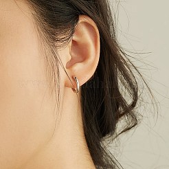 変色防止ロジウムメッキ スターリングシルバー ハギーフープピアス 925個  リング  プラチナ  12x12.5mm&nbsp;EJEW-BB50163-P
