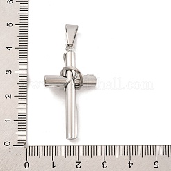 変色しない304ステンレススチールペンダント  クロスチャーム  宗教  ステンレス鋼色  38.5x20.5x4~10.7mm  穴：4.7x9mm&nbsp;STAS-Z080-09P