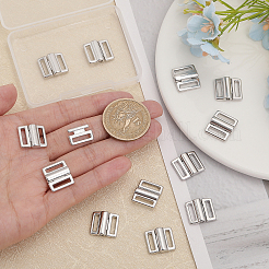合金ビキニクリップ  ブラの留め具交換パーツ  ランジェリーフロントクロージャー  プラチナ  14x15x4mm  穴：9.5x2mm  10セット/箱&nbsp;FIND-CA0008-25C