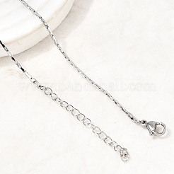 1.3mm 304ステンレススチールボストンリンクチェーンネックレス（女性・男性用）  ステンレス鋼色  17.91インチ（45.5cm）&nbsp;NJEW-Z115-12P-02