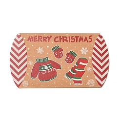 クリスマステーマのダンボールキャンディーピローボックス  漫画の服キャンディ スナック ギフト ボックス  ファイヤーブリック  折りたたみ：7.3x11.9x2.6cm&nbsp;CON-G017-02H