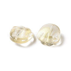 透明なスプレー塗装ガラスビーズ  ベアクロウプリント  シャンパンイエロー  14x14x7mm  穴：1mm&nbsp;GLAA-I050-12L