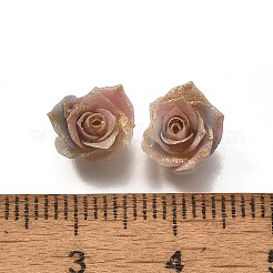 ルミナスオペーク樹脂カボション  花  三音  暗闇で光る  黄金のグリッターパウダーで  ロージーブラウン  7x8x5mm&nbsp;CRES-R458-14A-01