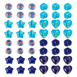 ミルフィオリガラスビーズ連売り80種類8本  混合図形  ミックスカラー  9~12x9~12x6.5~8mm  穴：0.8~2mm  10個/スタイル&nbsp;GLAA-TA0003-43B