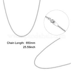 ロジウムメッキ 925 スターリングシルバー ボール チェーン ネックレス  スプリングリングの留め金と  プラチナ  25.59インチ（65cm）&nbsp;JN952A