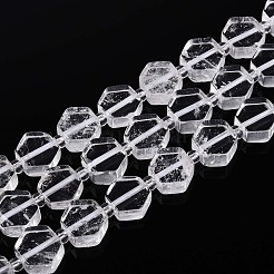 天然石クオーツクリスタルビーズ連売り  六角  水晶  シードビーズで  8~10x8~10x4~5mm  穴：0.9~1mm  約34~38個/連  15.35~15.94''（39~40.5センチメートル）&nbsp;G-P534-A23-02