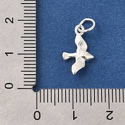 スターリングシルバーの鳥チャーム925個  丸カン＆スタンプ925個付き  銀  15x9x3mm  穴：3mm&nbsp;STER-G043-04S