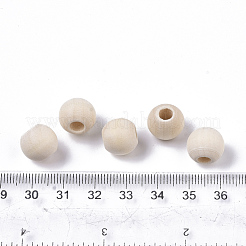 未完成の天然木ヨーロッパビーズ  ラガー穴ビーズ  ラウンド  フローラルホワイト  12x10.5mm  穴：5mm&nbsp;X-WOOD-Q041-04E