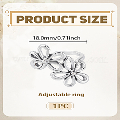 フラワー合金カフリング1個  アンティークシルバー  内径：17~19mm  1個/セット&nbsp;RJEW-LP0002-77