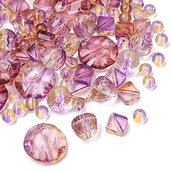 ツートンカラーの透明アクリルビーズ  混合図形  多面カット  パープル  8~25x8~25x4~45mm  穴：1.2~1.6mm&nbsp;OACR-Z041-18