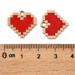 合金エナメルチャーム  ゴールドカラー  ハートチャーム  レッド  17x17.5x1mm  穴：1.8mm&nbsp;X-ENAM-G229-14G-01