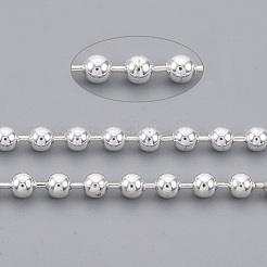 真鍮製ボールチェーン  長持ちメッキ  ハンダ付け  スプールで  カドミウムフリー＆鉛フリー  銀  2.3mm  約16.4フィート（5m）/ロール&nbsp;X-CHC-S008-003D-S
