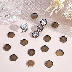 チベットスタイルの真鍮プレーンエッジベゼルカップ50個。  カボションのセッティング  フラットラウンド  アンティークブロンズ  トレイ：18mm  20x2mm&nbsp;KK-HY0001-22